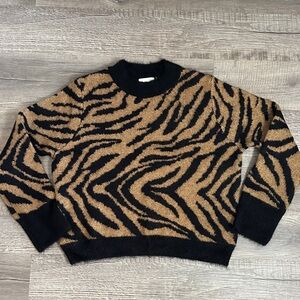 H&M Black and Brown Animal Print Sweater